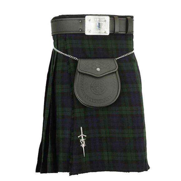 Tartan Kilt 8 Yards Black Watch Traditional Scottish Highland Outfit - Picture 1 of 10